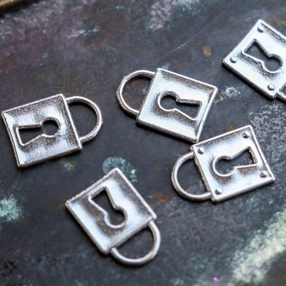 подвеска металлическая "замочек", цвет платина, 15x11x1 мм