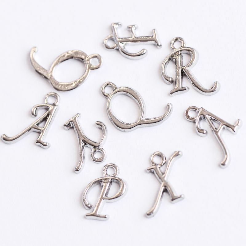подвеска металлическая "алфавит", цвет платина, 12-17x4-15x2 мм