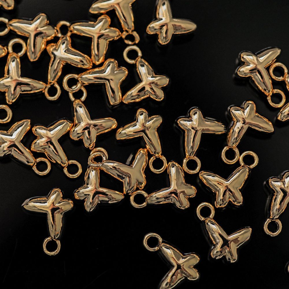 подвеска металл "бабочка", позолота, 8.5x9x4.5 мм