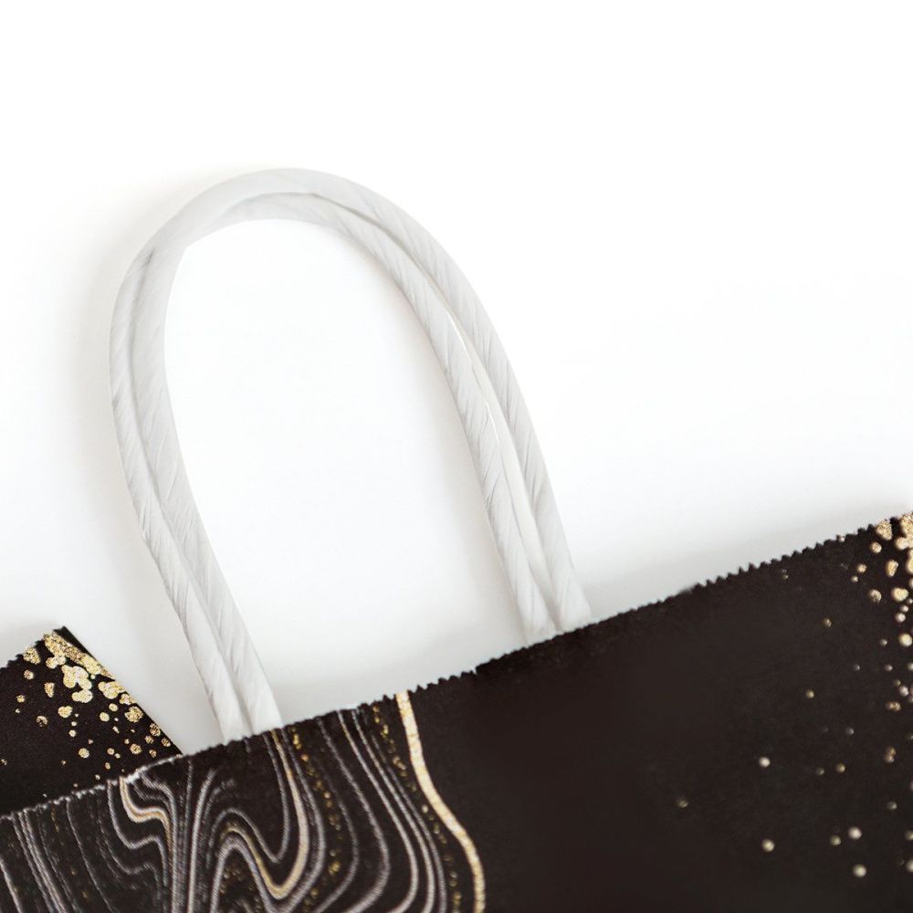 пакет подарочный "эбру", бумага, черный, 15x8x21 см