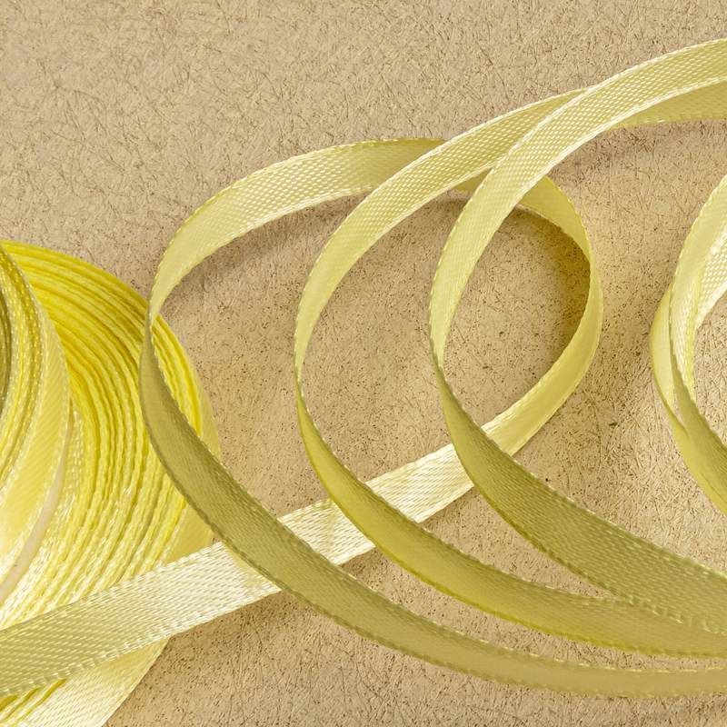 лента, атлас, цвет светло-желтый, ширина 6 мм ленты