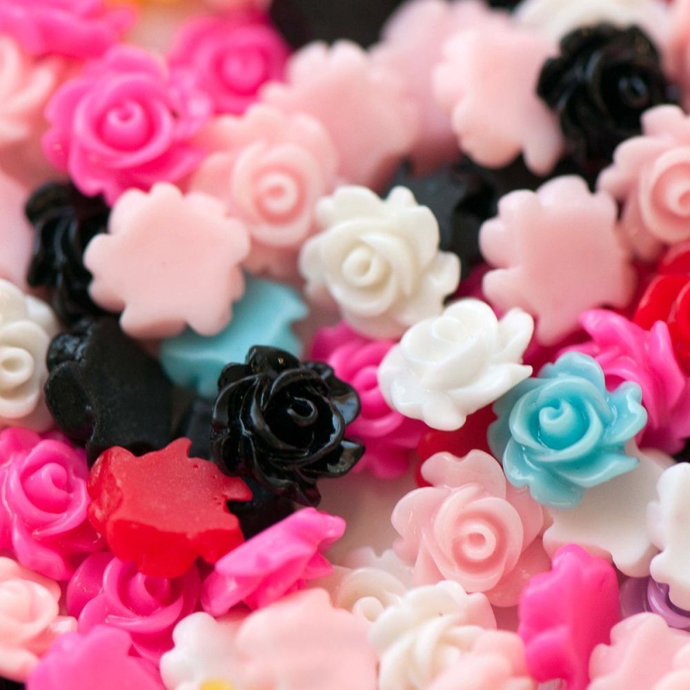 кабошон акриловый "розочка", цветовой микс, 7х3 мм