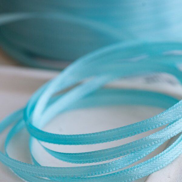 лента, атлас, цвет аквамарин светлый, ширина 3 мм ленты
