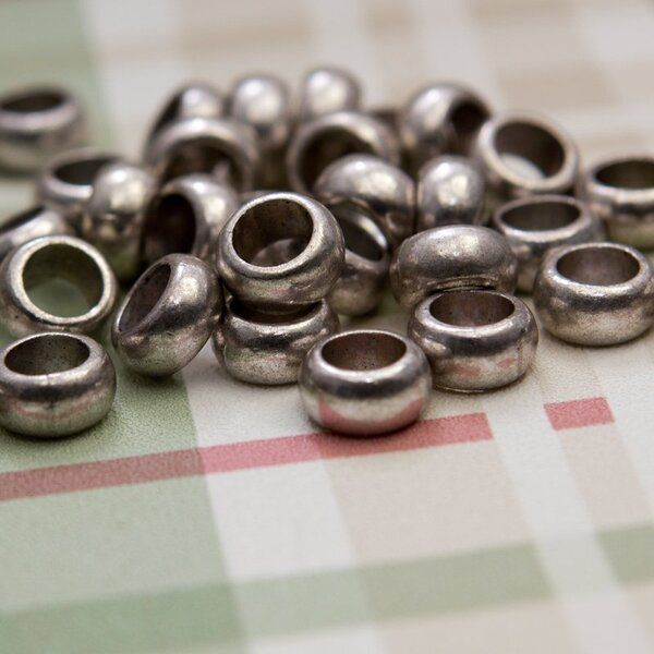 ес бусина металл "бублик", цвет античное серебро, 10х4 мм