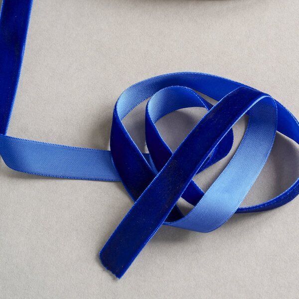 лента, бархат, цвет синий, ширина 15.9 мм ленты