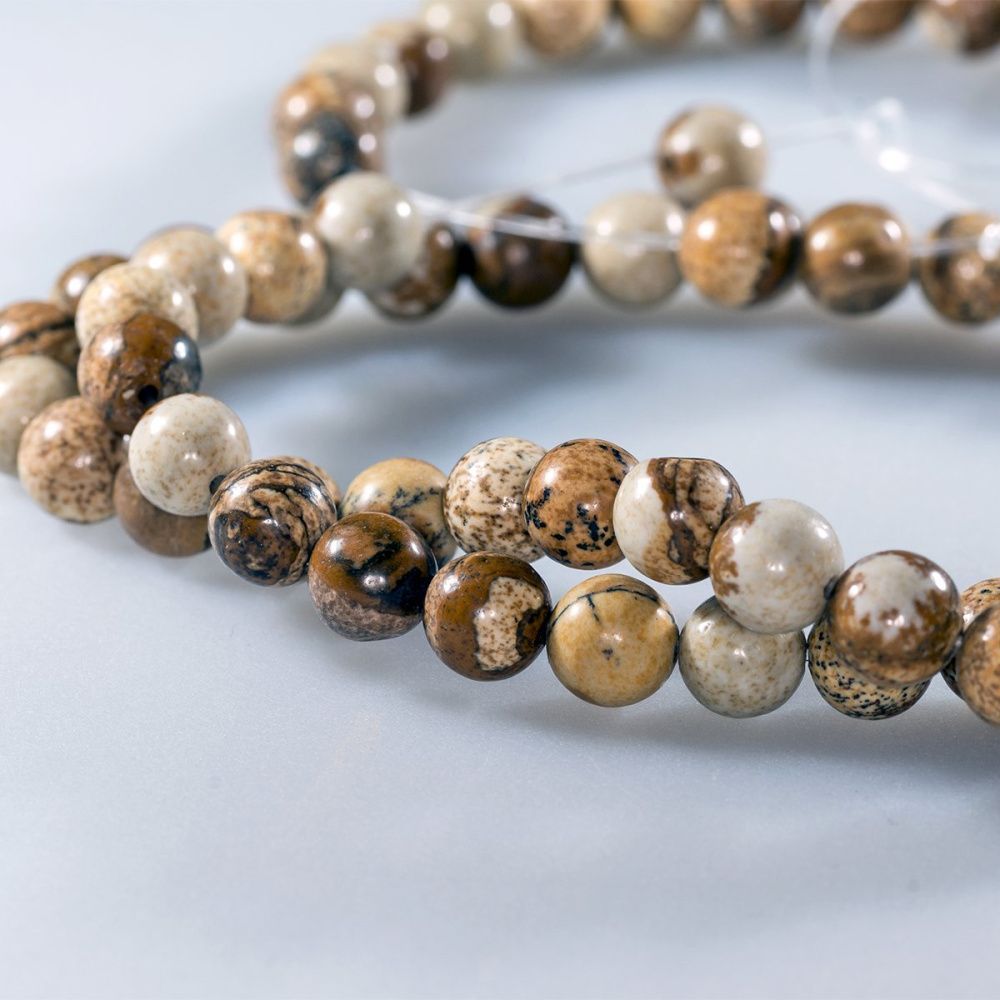 бусина яшма, коричневый, колорир., 8 мм