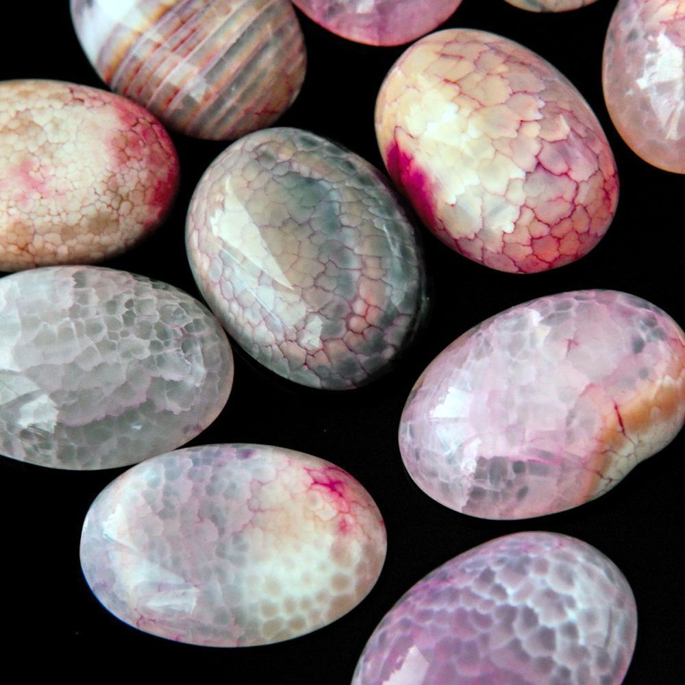 кабошон агат овальный, цвет розовато-сиреневый, 25x18x6.5 мм