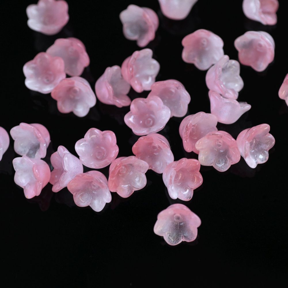 бусина "колокольчик", стекло, цвет розовый, 12x8 мм