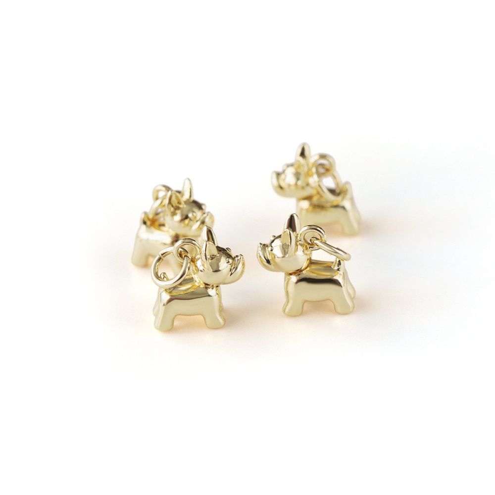 подвеска металл "бульдог", позолота, 10.5x5.5x10 мм