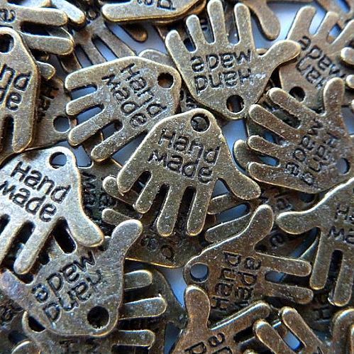 подвеска металлическая "hand made", цвет античная бронза, 12х10х1 мм