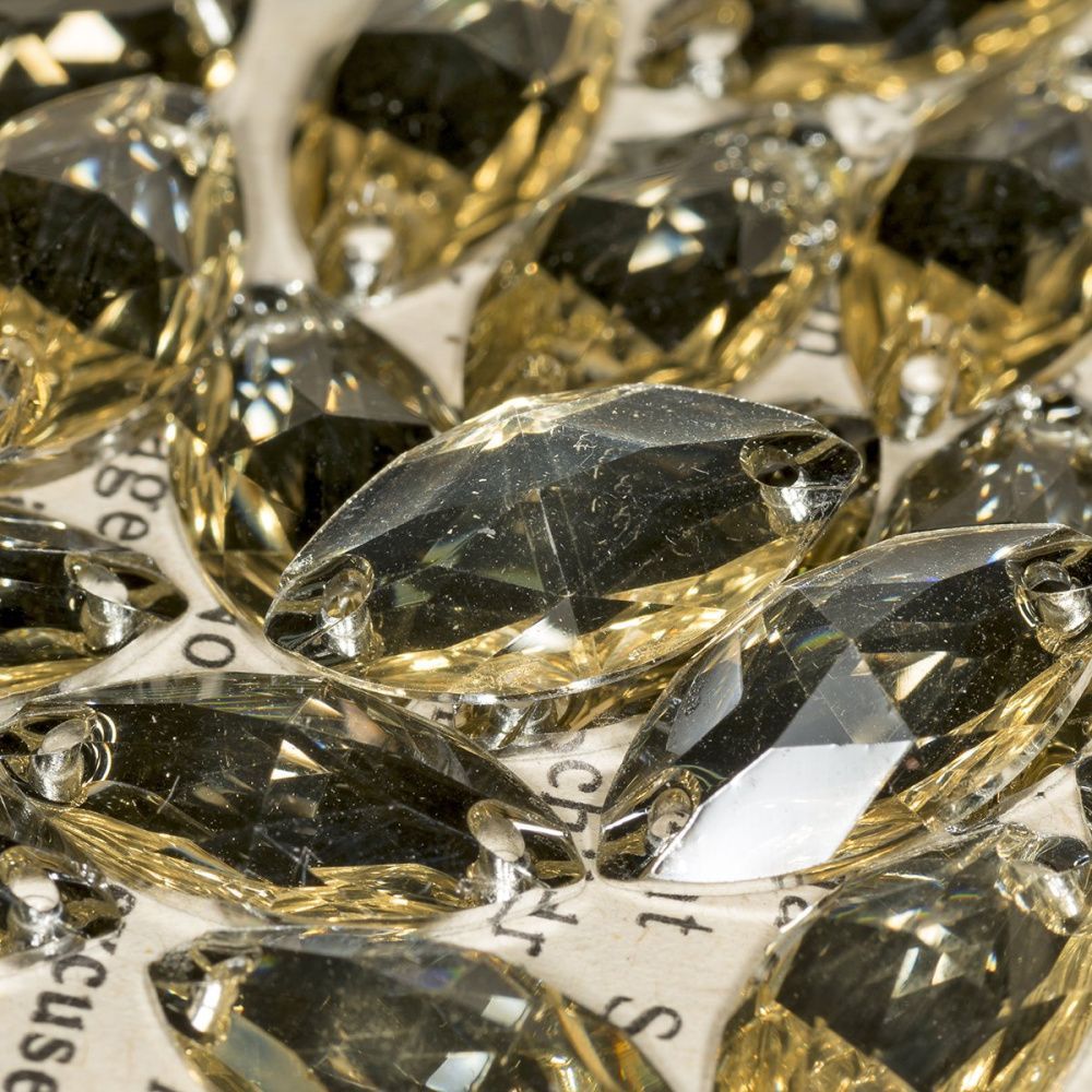 стразы пришивные navette, смола,  цвет шампанского, 9х18 мм