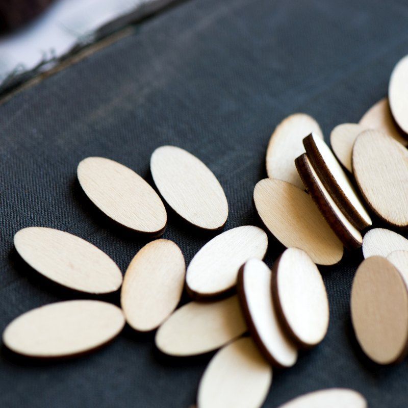 кабошон деревянный, овал, цвет натуральный, 24x12x2.5 мм