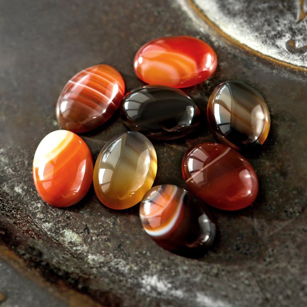 кабошон агат овальный, цвет терракотовый, 18x13x7.5 мм