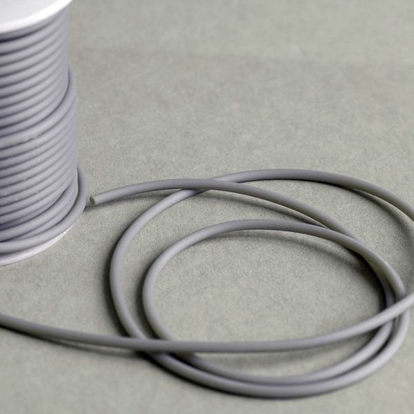 шнур резиновый, с отверстием, цвет серый, диаметр 3 мм