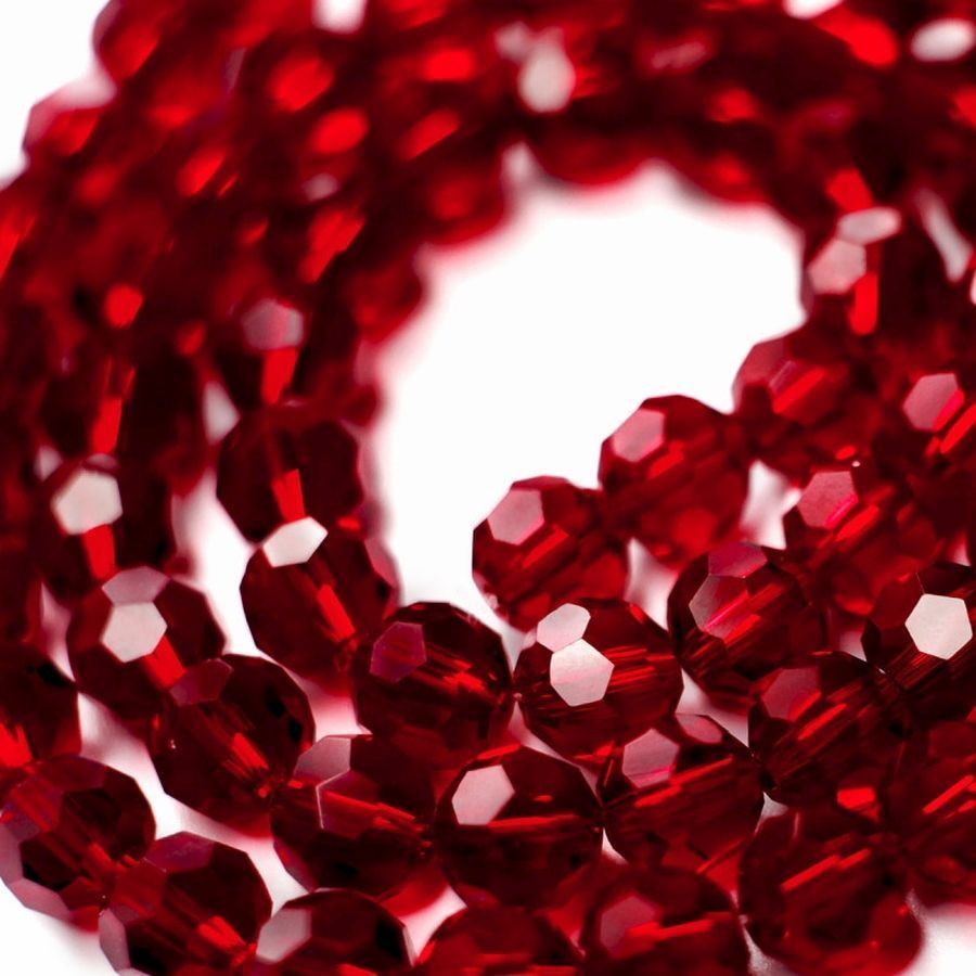 бусина, стекло 8, граненая, цвет бордовый, 8 мм