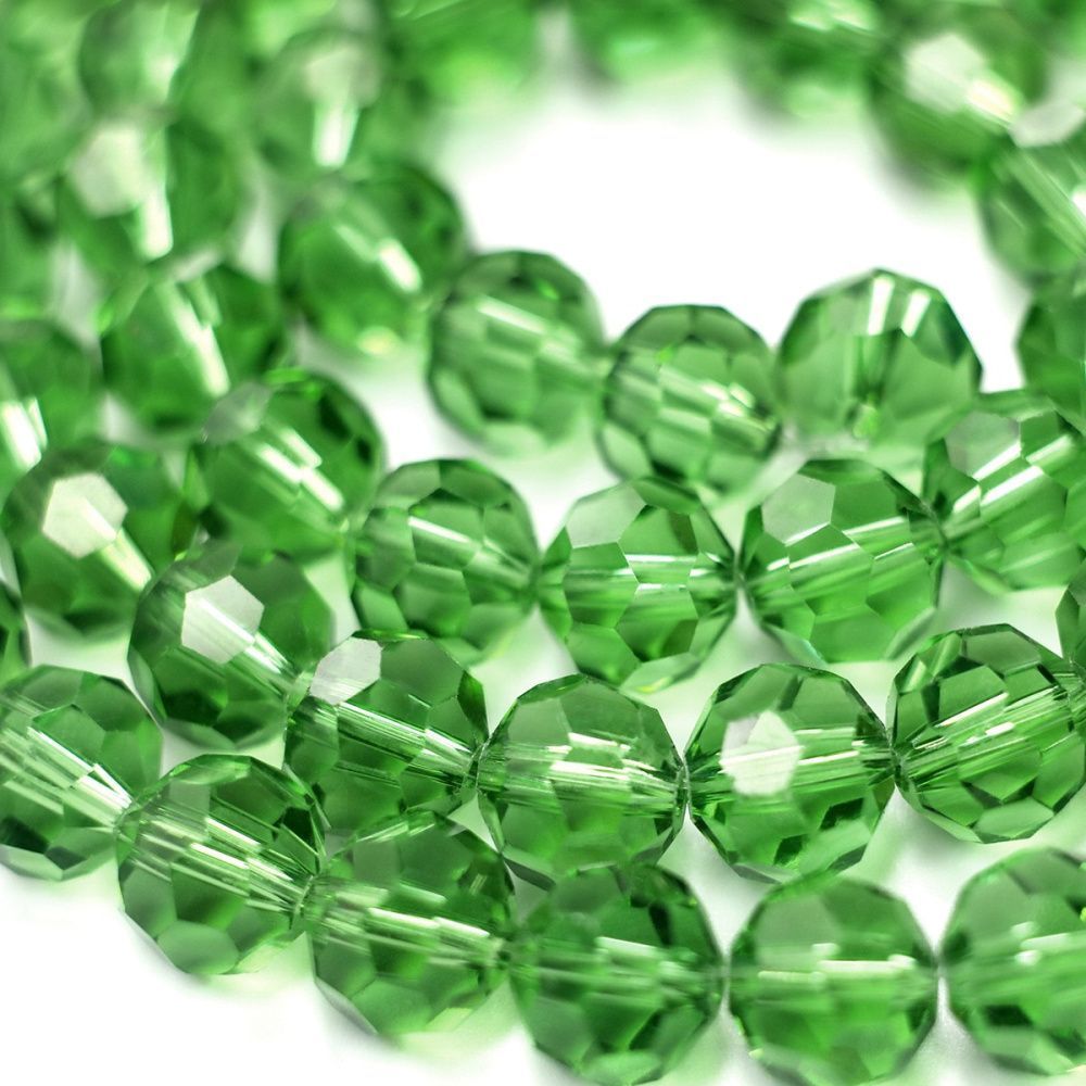 бусина, стекло 10, граненая, цвет лайма, 10 мм