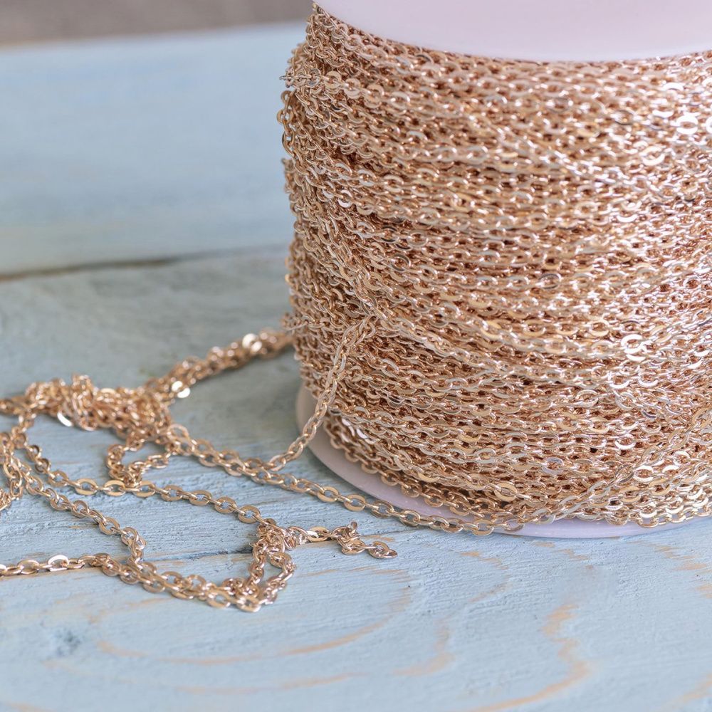 цепочка "овал", цвет розовое золото, звено 3х2х0,5 мм