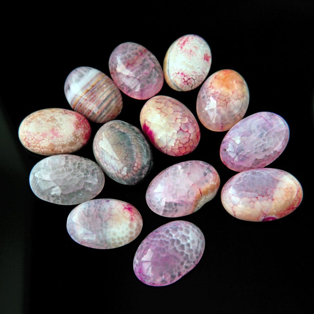 кабошон агат овальный, цвет розовато-сиреневый, 25x18x6.5 мм