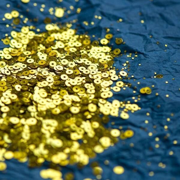 пайетки плоские, лимонное золото зеркальный, 4 мм