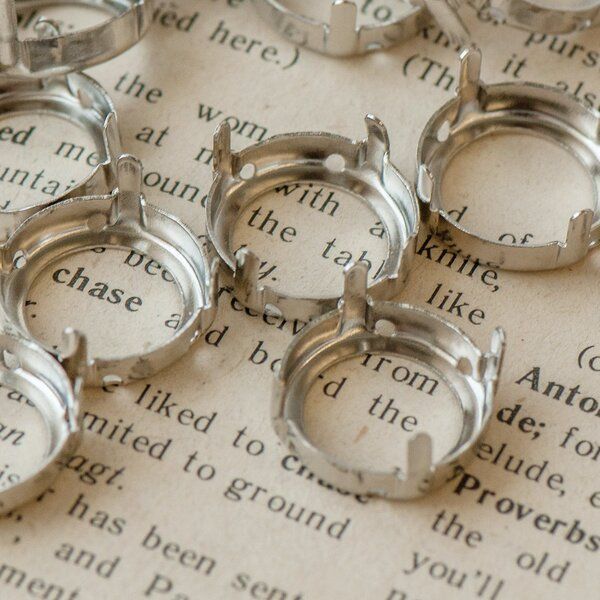 цапы для стразов круглые, открытые, цвет платина, 16 мм