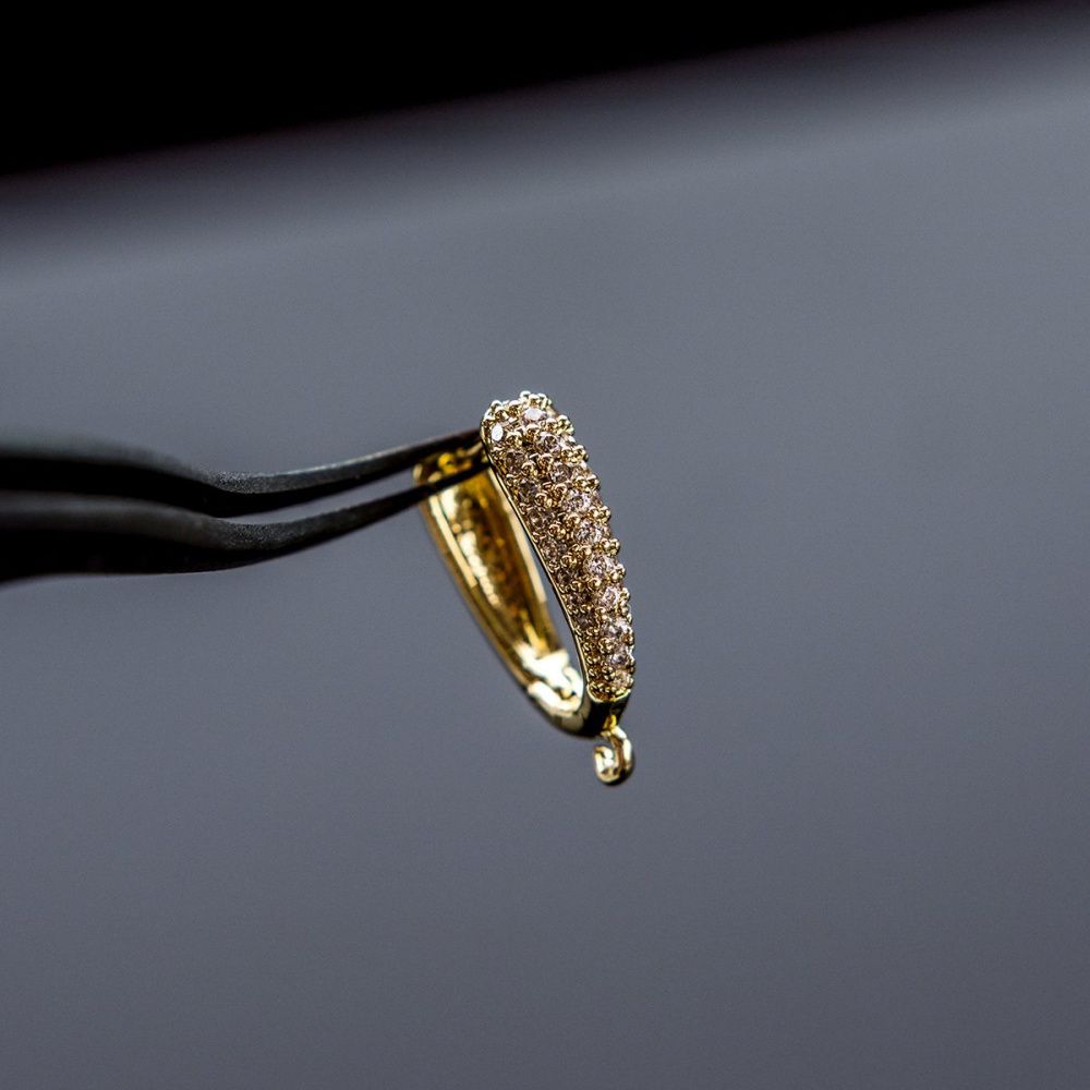 швензы "ноеми", с цирконием, позолоченные, 19.5x14x4.5 мм 