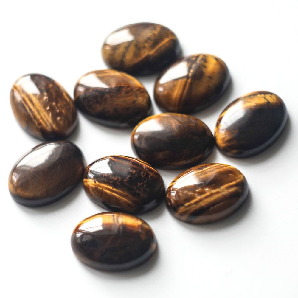 кабошон тигровый глаз овальный, цвет коричневый, 25х18х8 мм