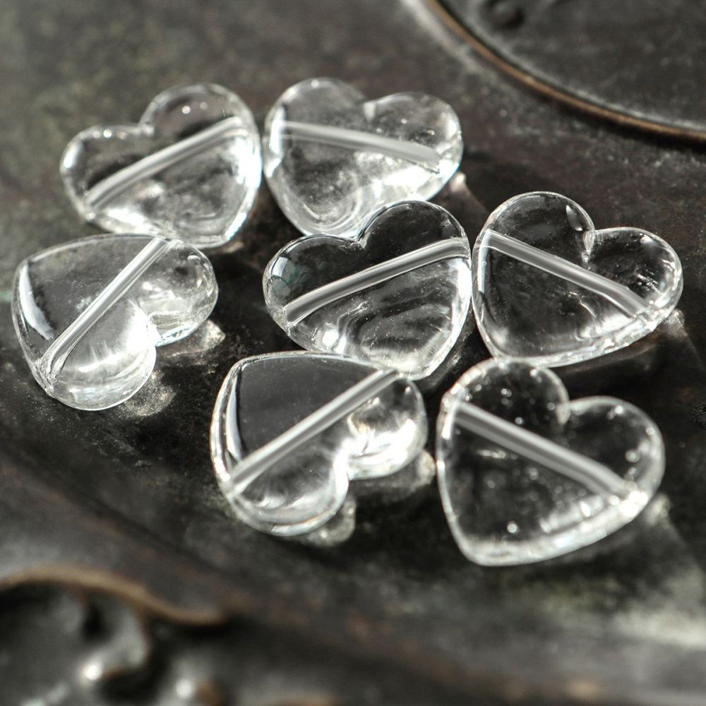 бусина, лэмпворк "сердце", стекло, цвет прозрачный, 20x20x7 мм