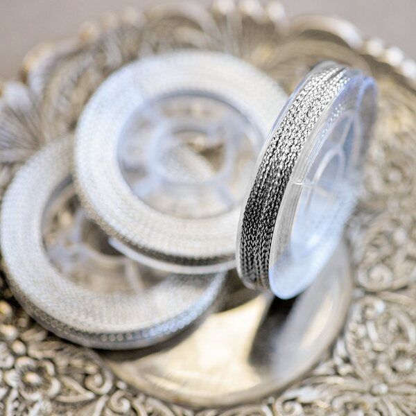 шнур металлик, цвет серебро, 0.6 мм, 8 м