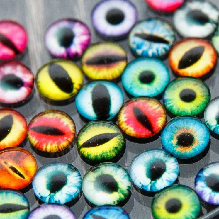 кабошон стеклянный "глазки", с принтом, 10х4 мм