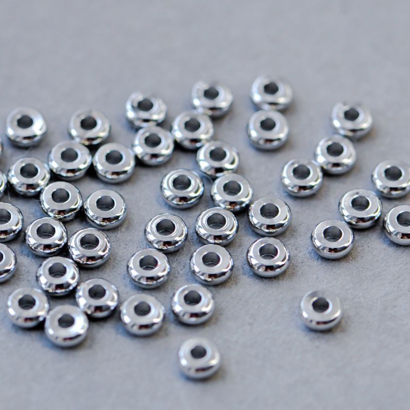 разделительная бусина "абакус", цвет платина,  4x1.5 мм