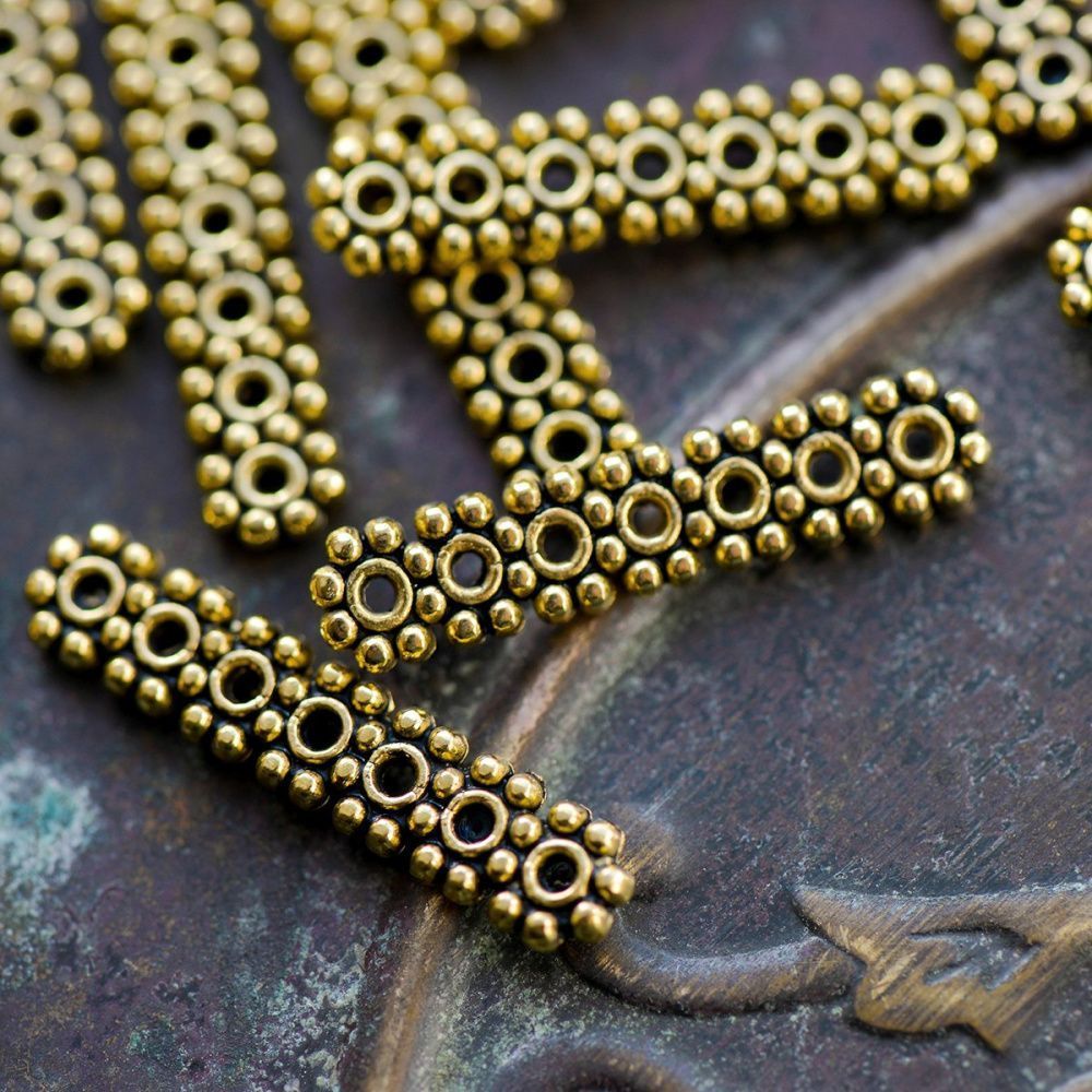 разделитель 7-отв. "ромашка", цвет античное золото, 23x5 мм