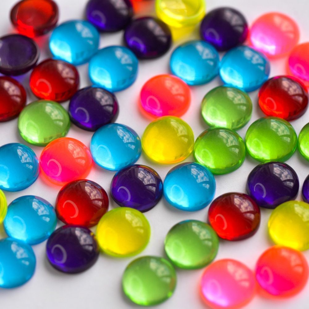 кабошон из смолы круглый, цветовой микс, 12 мм