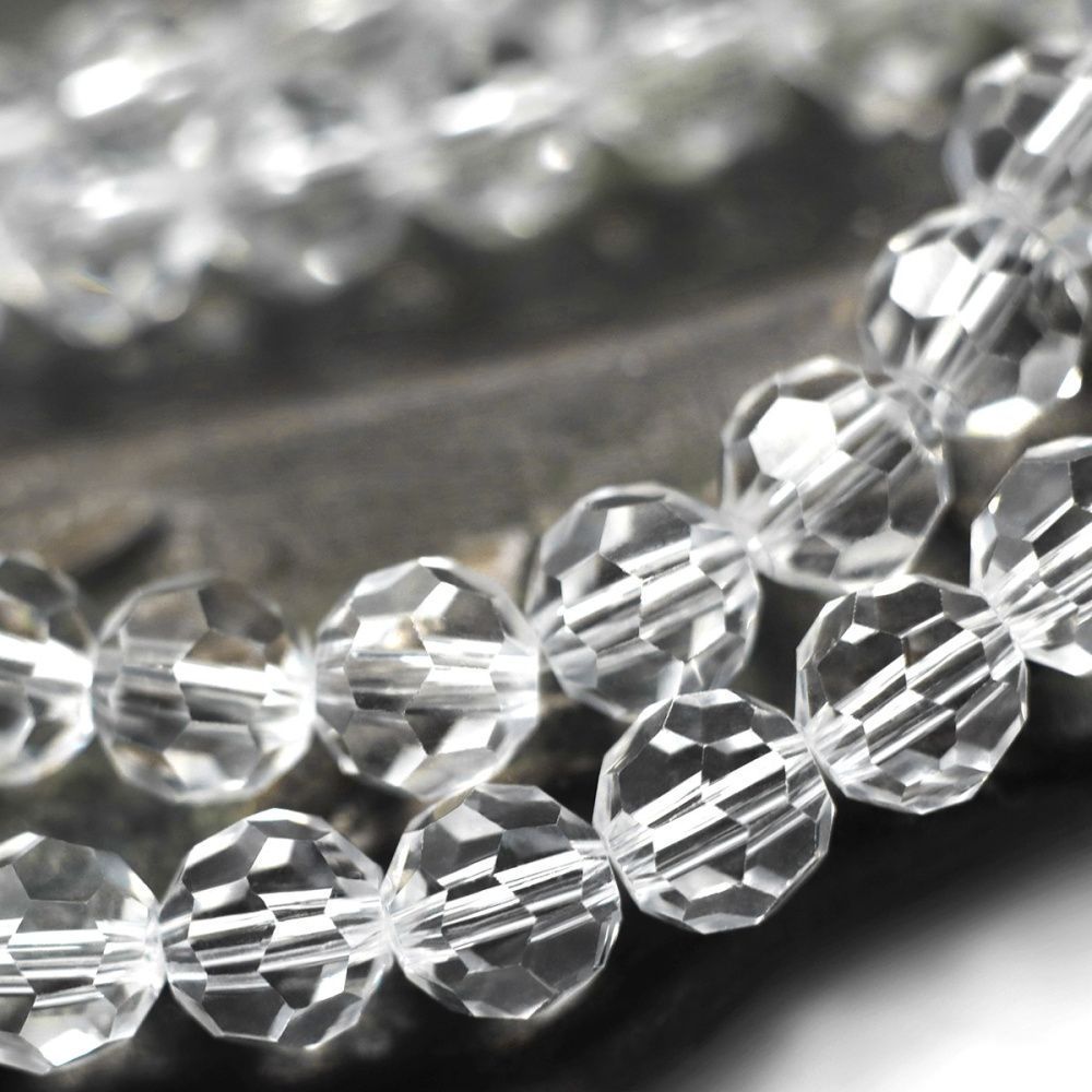 бусина, стекло 8, граненая, цвет прозрачный, 8 мм