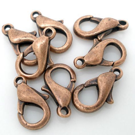 Замочки замочек-лобстер, цвет красная медь, 13x8 мм