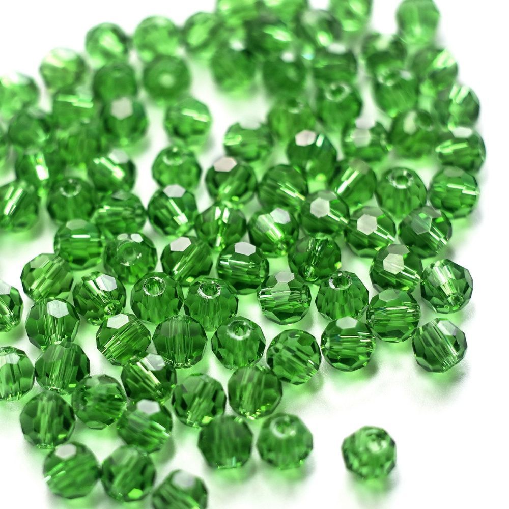 бусина, стекло 6, граненая, цвет лайм, 6 мм