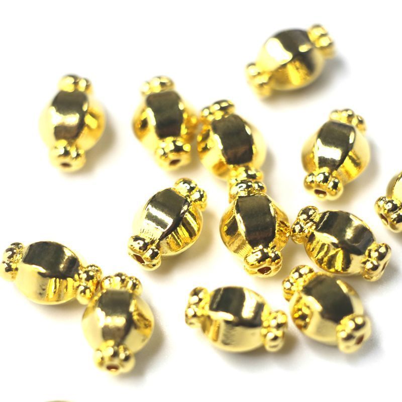 бусина, металл "бонбон", цвет золото, 10х7 мм
