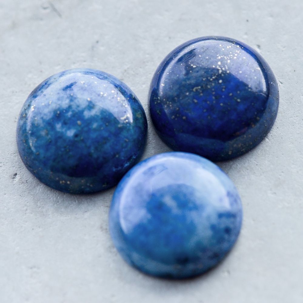 кабошон лазурит круглый, цвет синий, 16x6 мм