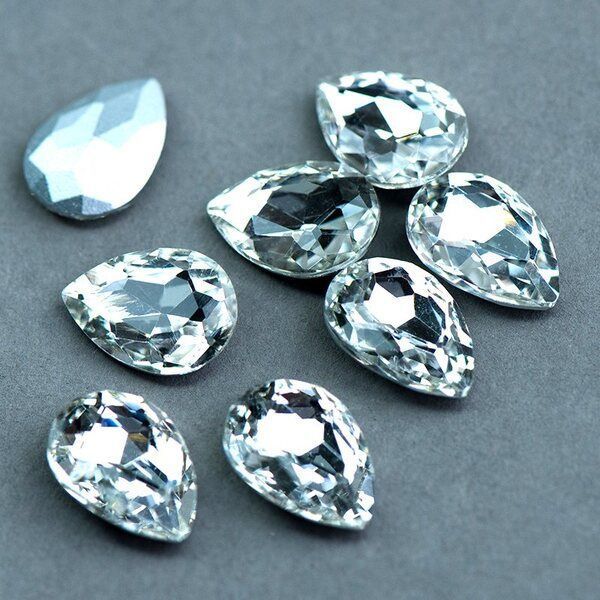 кабошон стекло кристалл, каплевидный, цвет crystal, 18х13 мм