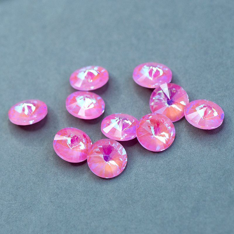 кабошон стекло риволи, цвет pink shimmer, 14х7 мм