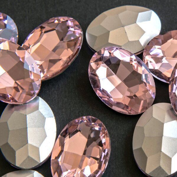 кабошон стекло кристалл, овальный, цвет lt.pink, 25х18 мм