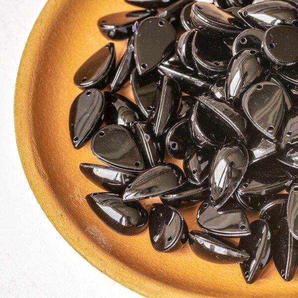 стразы пришивные "капля", акрил, капля, цвет черный, 15х9х6 мм