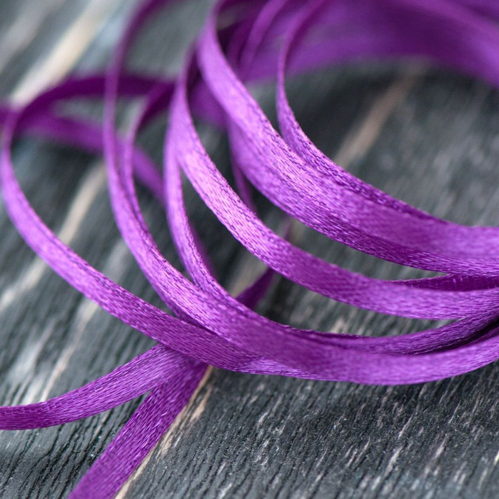 лента, атлас, цвет фиолетовый, ширина 3 мм ленты