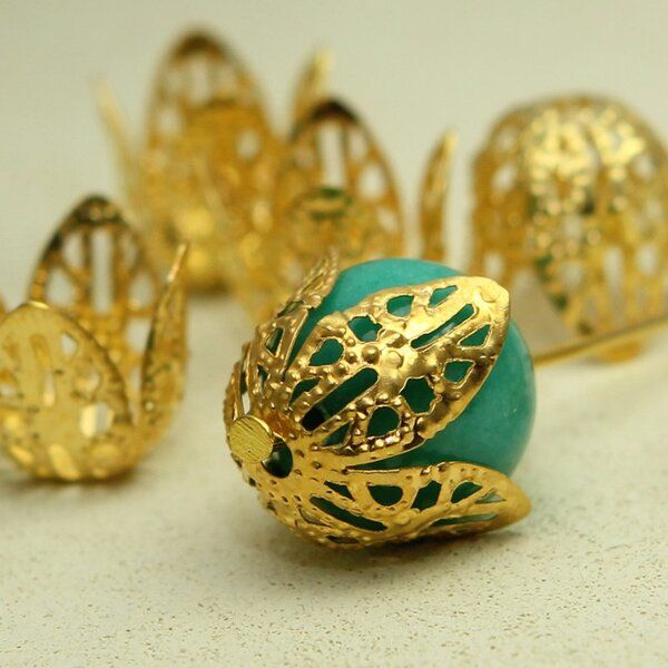 колпачок для бусин "бутон", цвет золотой, 11x10x12 мм