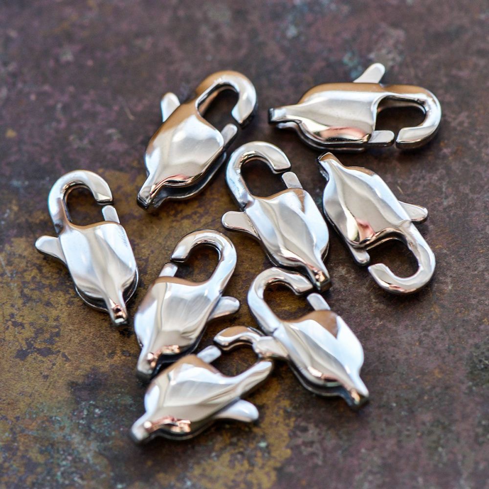 замочек-лобстер прямоугольный, сталь гипоаллергенная, 13x6x3 мм