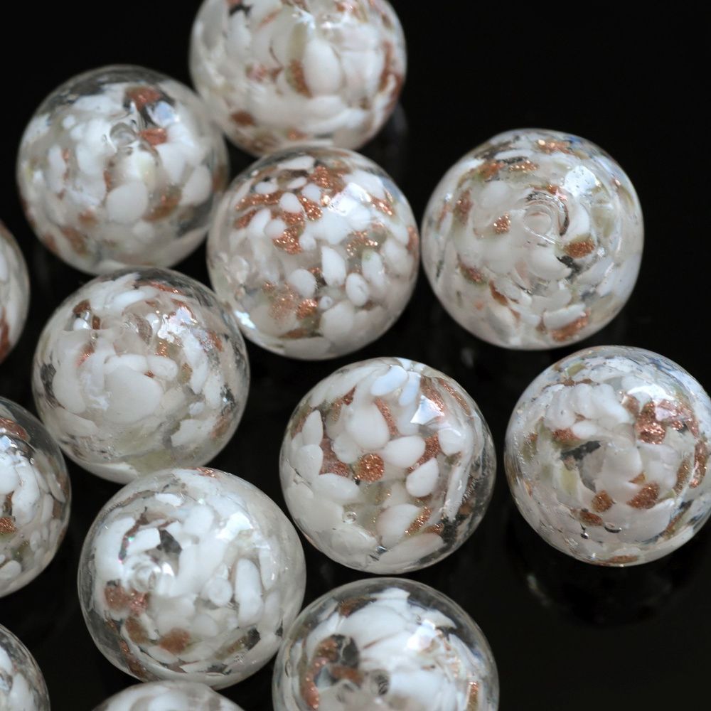 бусина, лэмпворк "росинки", стекло, цвет белый, 20x19 мм