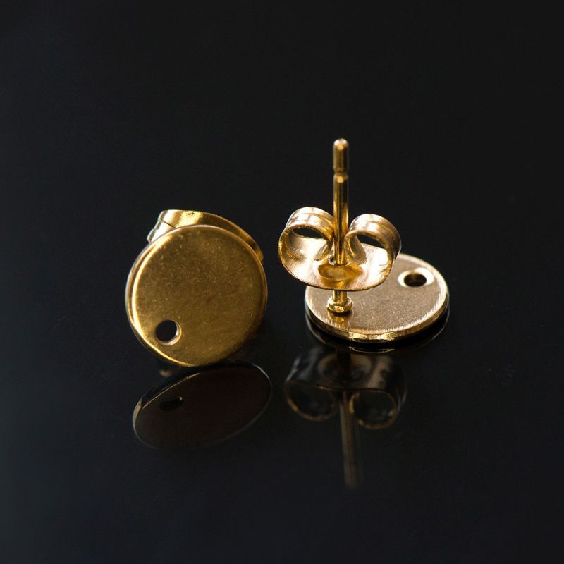 пуссеты "ронд", 304 stainless steel, цвет золото, 8х1х0.8 мм