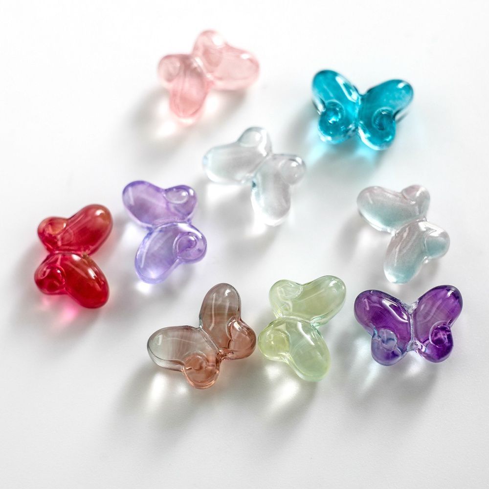 бусина "бабочка грета", стекло, цветовой микс, 14x10x5.5 мм
