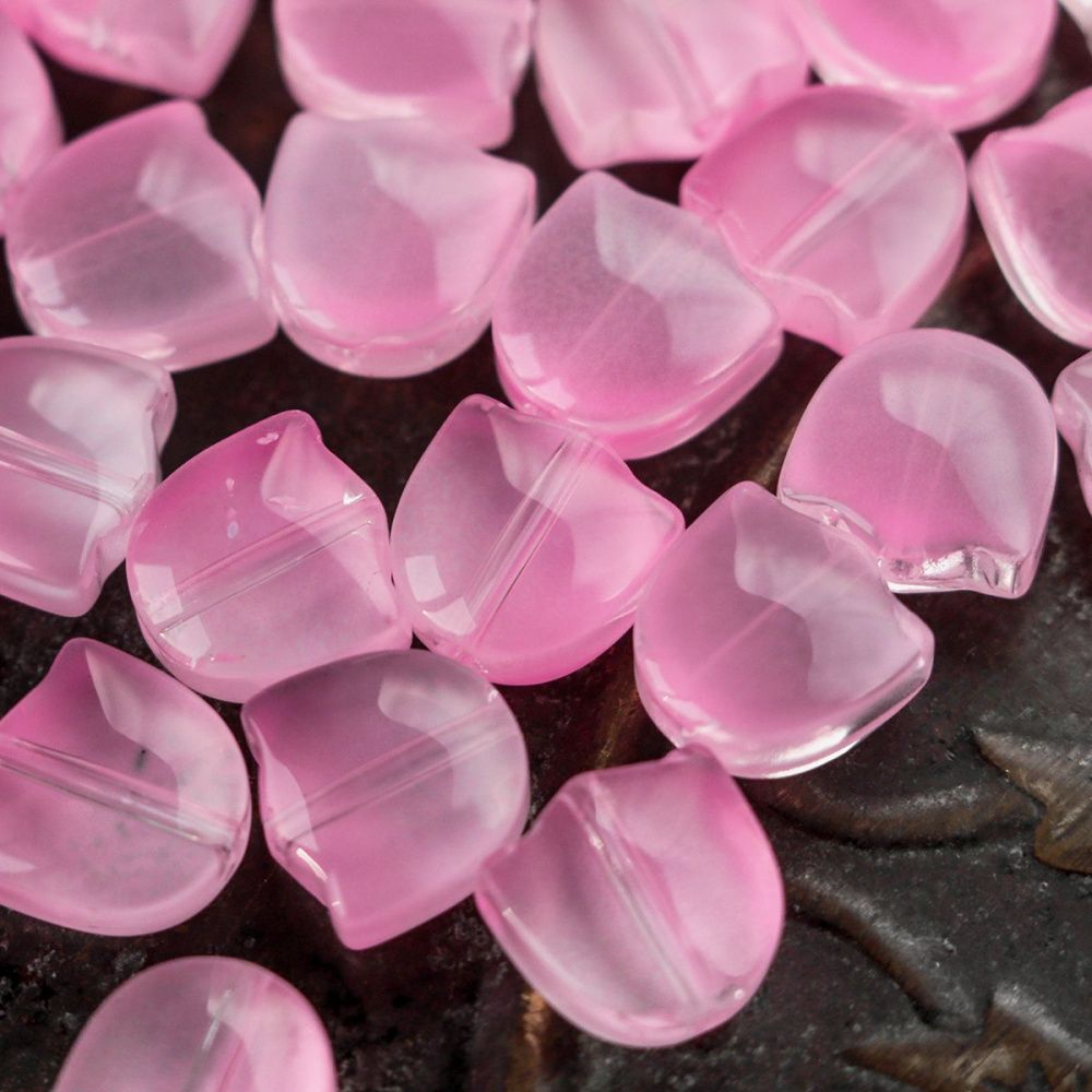 бусина "тюльпан", стекло, цвет розовый, 9 мм