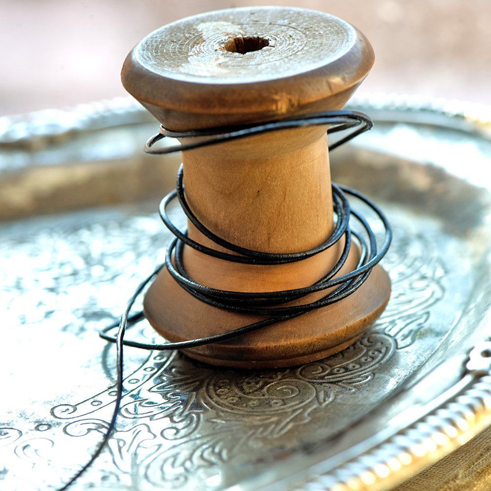 шнур кожаный, цвет черный, диаметр 1 мм