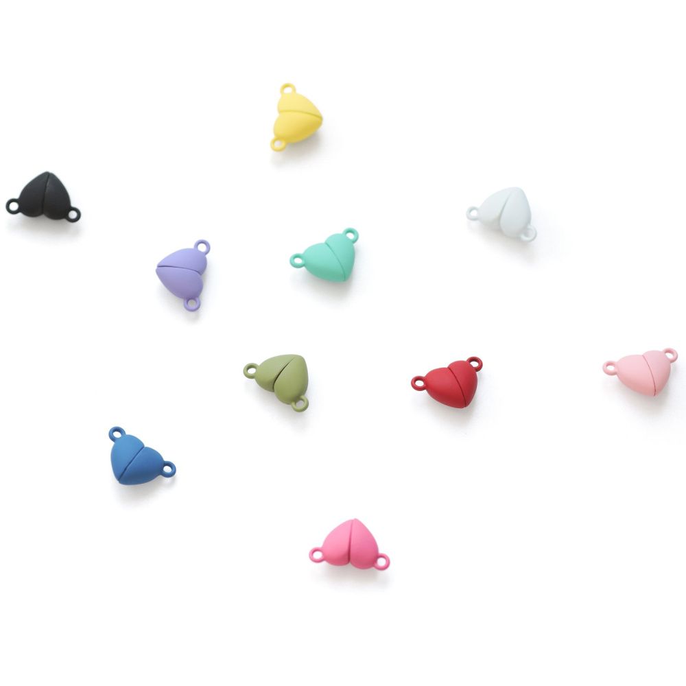 Замочки застежка магнитная "сердце", окрашенная, цветовой микс, 10.5x16x7 мм